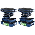 NutriChef Nonstick Stackable Bakeware Set-PFOA,PFOS,PTFE Free Baking Tray Set w/Non-Stick Coating,450°F Oven Safe,Round Cake,Loaf,Muffin,Wide/Square Pans,Cookie Sheet(Blue), 8 Piece, (Pack of 2)