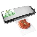 NutriChef Automatic Food Vacuum Sealer Machine - Electric Air Sealing Preserver with 5 Reusable Bags, LED Controls, High-Power Suction, for Dry &amp; Moist Foods, Stainless Steel Housing