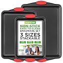 NutriChef Baking Sheet Pan Set - 3 Piece Nonstick Rectangular Baking Trays