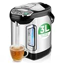 NutriChef Electric Water Boiler and Warmer - 3L/3.17 Qt Stainless Steel Electric Hot Water Dispenser w/Rotating Base, Auto Shut Off, Safety Lock, Instant Heating for Coffee &amp; Tea (NCHUB13)