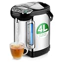 NutriChef Electric Water Boiler and Warmer - 4L/4.2Qt Stainless Steel Electric Hot Water Dispenser w/Rotating Base, Auto Shut Off, Safety Lock, Instant Heating for Coffee &amp; Tea (NCHUB24)