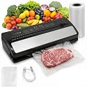 NutriChef Vacuum Sealer | Automatic Vacuum Air Sealing System For Food Preservation w/ Starter Kit | Compact Design | Lab Tested | Dry & Moist Food Modes | Led Indicator Lights (Black), EWE