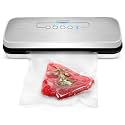 NutriChef Vacuum Sealer Machine – Compact Silver Vacuum Sealing System with Dry &amp; Moist Modes, LED Indicators, Starter Kit &amp; Extra Bags – Ideal for Food Preservation, Meal Prep &amp; Sous Vide Cooking