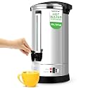 NutriChef Water Boiler and Hot Water Dispenser, 19L Electric Beverage Dispenser with Safety Lock Lid, Non-Drip Tap, Warm Function, Food Grade Stainless Steel, Home &amp; Commercial Use, 19"x9"x9", Silver