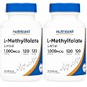 Nutricost Methylfolate 1000mcg, 120 Vegetarian Capsules - Gluten Free, Non-GMO (Pack of 2)