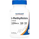 Nutricost Methylfolate 1000mcg, 120 Vegetarian Capsules, Gluten Free