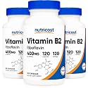 Nutricost Vitamin B2 (Riboflavin) 400mg, 120 Capsules (3 Bottles)