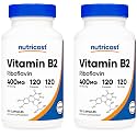 Nutricost Vitamin B2 (Riboflavin) 400mg, 120 Capsules (2 Bottles)