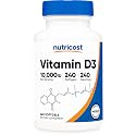 Nutricost Vitamin D3 (10,000 IU) 240 Softgels, GMO-Free, Potent