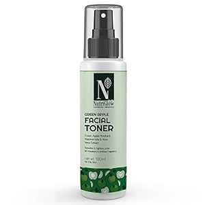 nutriglow advanced organic green apple facial toner with green apple and alovera extracts for anti-ageing reduce pigmenation instant glowing all skin types 100 ml