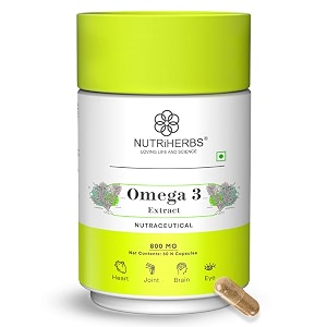 nutriherbs omega 3 800mg capsules  plant-based dha amp epa supplement for heart joint eye health  omega 3 fatty acids for brain support skin wellness  for men amp women 60 capsules