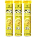 NUTRI HERBS Skin Glow with L-Glutathione Effervescent Tablets | Plant Based Collagen Booster &amp; Vitamin C Supplement for Radiant Skin &amp; Hair (15 Tablets, Zesty Orange)