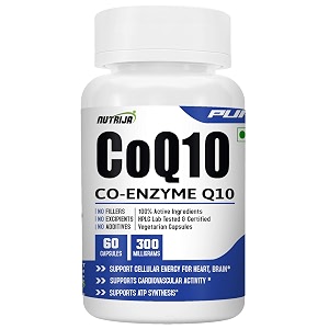nutrija coq10 co-enzyme q10 300mg - 60 veg capsules  with bioperine for enhanced absorption  heart amp brain health support  pure co-enzyme q10