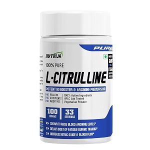 nutrija l-citrulline powder - 100g  pure l-citrulline 3000mg free form amino acid  pre workout supplement for gym training amp sports nutrition  unflavoured - 33 servings
