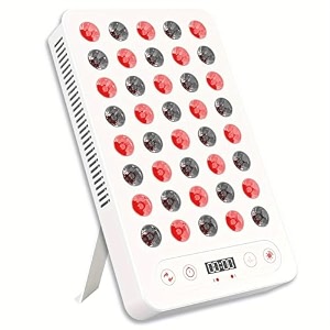 nutrija red light therapy panel - 40 leds 200w - red light 660nm  near infrared light nir 850nm with 3 light modes - red light therapy for face hair amp body desktop table top portable device