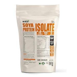 nutrija soya protein isolate 90 with added digestive enzymes for optimal absorption  vegan plant based protein powder  non-gmo - 28 serving 2lbs dark chocolate