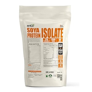 nutrija soya protein isolate 90 with added digestive enzymes for optimal absorption  vegan plant based protein powder  non-gmo - 30 serving 2lbs unflavoured