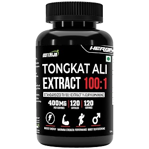 nutrija tongkat ali extract 400mg capsules standardized to 1001 with active 1 eurycomanone 120 capsules