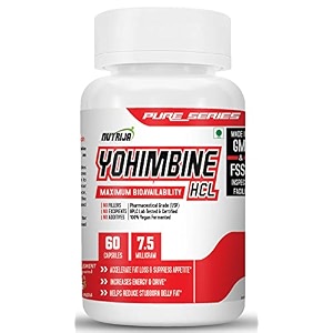 nutrija yohimbine hcl 75mg  pure series supplement  single ingredient formula  vegetarian capsules  60 capsules