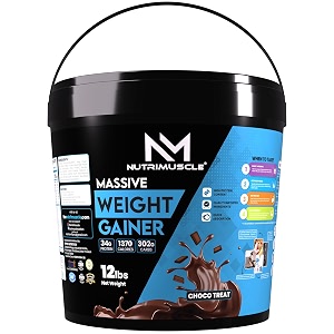 nutrimuscle massive weight gainer  choco treat  12 lbs 544 kg  high-calorie mass amp muscle gainer protein powder for fast weight gain