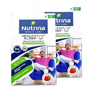 nutrina health labs sleep gummies for better sleep with 5mg melatonin  helps in nerve and mind relaxation  for men and women  60 gummies pack of 2