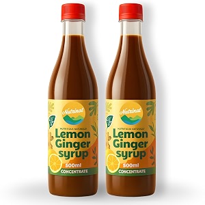 nutrinat lemon ginger syrup - 500ml pack of 2  fruit concentrate