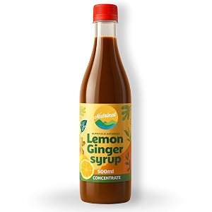nutrinat lemon ginger syrup - 500ml pack of 1  fruit concentrate