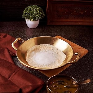 nutrion 9 inch heavy bronze kadai  24 litre traditional wok for healthy cooking  pre-seasoned  even heat distribution  retains heat amp enhances flavor
