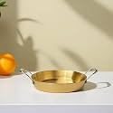 NUTRION Pure Bronze Double Handle Frying Pan - Traditional Indian Cooking Pan/Tawa for Cooking with Health-Boosting Properties (24 cm) (Medium Pan)