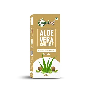 nutriorg aloevera with kiwi flavour 500 ml rejuvenates skin and hair natural juice for skin careno added sugar 1l