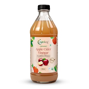 nutriorg organic apple cider vinegar with mother of vinegar 100 pure usda organic certified raw unfiltered and unpasteurizedhelps weight loss amp boost immunity - 500 ml