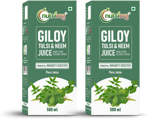 nutriorg giloy tulsi neem juice  immunity booster 2 x 500 ml