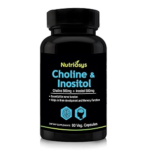 nutriosys choline amp inositol 500mg  brain amp nerve function  better motor signal  liver amp heart health  lab tested  90 veg capsules