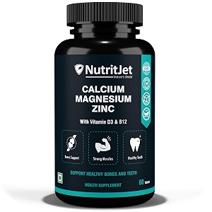 nutritjet calcium magnesium zinc vitamin d3 vitamin b12 amp vitamin k2  60 vegetarian tablets for bone health joint support and immunity support for women amp men
