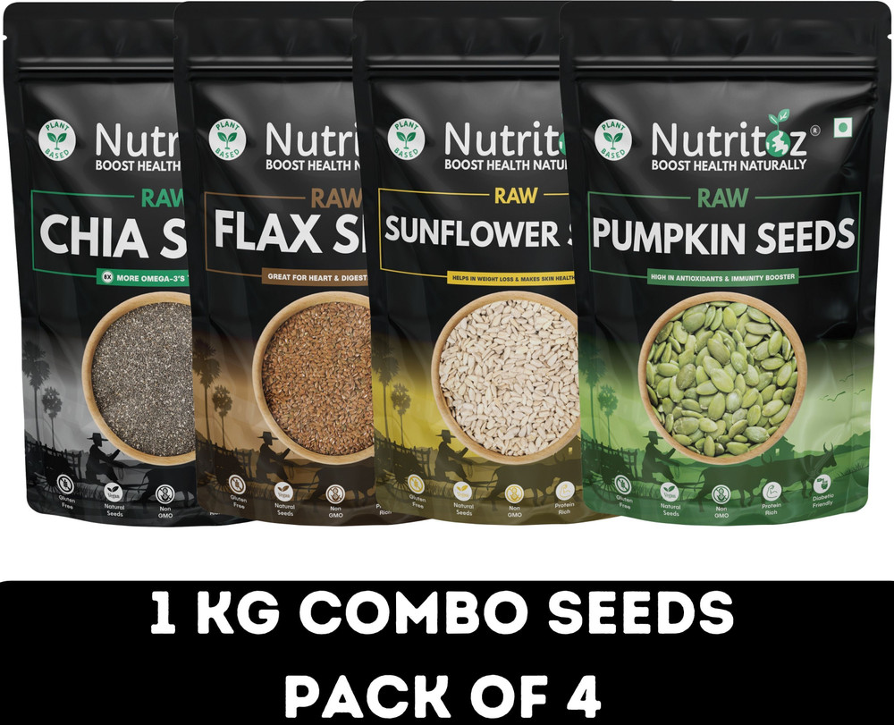 Nutritoz Premium Seeds 1 Kg, Edible & Mix Seeds Combo Pack Of 4 (Each ...