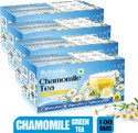 NutroVally Chamomile Tea Combo for Stress Relief|100% Better Sleep & Relaxing Loose Leaves Chamomile Green Tea Bags Box (4 x 25 Bags)