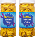 nutsara Kerala Yellow Banana Chips Made in Coconut Oil - Ready to Eat Snacks 500gm Chips (2 x 250 g)