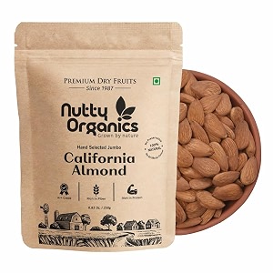 nutty organics california almonds 1000 gm  hand selected jumbo  tasty amp healthy  high in protein amp dietary fiber  nutritious  healthy dry fruit