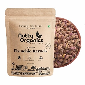 nutty organics unsalted pistachio kernels - 1000 gram  vacuum packed for freshness raw shelled non-gmo superior grade healthy snack