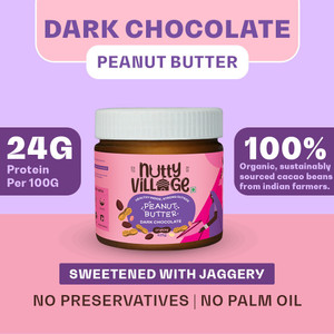 nutty village crunchy dark chocolate peanut butterno added sugargluten freeno preservatives 425 g
