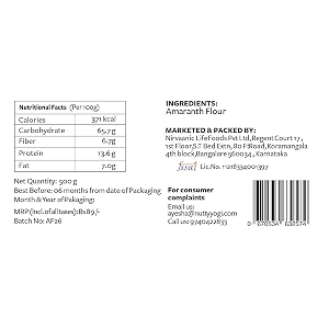 nutty yogi gluten free amaranth flour 1kg