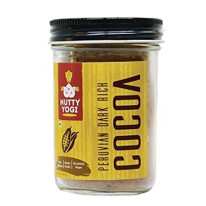 nutty yogi peruvian dark rich cocoa powder  single origin cocoa  choco powder unsaturated vegan gluten free rich dark baking amp cake making - 100gm pack of 3