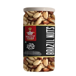 nutty yogi premium jumbo brazil nuts - 100gm  rich in iron  no preservative amp colours  brazil nuts for eating  imported from brazil high protein amp fibre