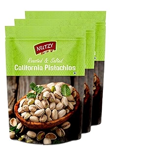 nutzy pistachios without shell 600g 200g x 3  tasty crunchy healthy nut snack  pista dry fruit  rich in protein fiber amp antioxidants  great for kids during study time and office breaks  vegan friendly pista  low calorie - pistachio kernels