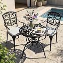 NUU GARDEN 3-Piece Cast Aluminum Patio Bistro Set, Black