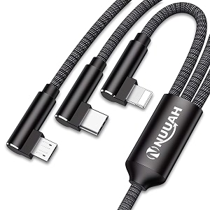 3 in 1 parallel charging nylon braided multifunction high speed smart cable compatible for mobile camera headphone laptop gaming console speakers type c micro usb and iphone devices