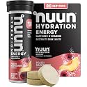 Nuun Energy Caffeine + B Vitamins, Electrolyte Hydration Tablets with Caffeine from Green Tea Extract, Magnesium &amp; 4 Other Electrolytes, Gluten Free, Vegan, Peach Raspberry, 8 Pack (80 Servings Total)