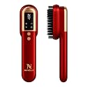Nuvella Cordless Hair Straightening Brush | 3-in-1 Hair Straightener & Hair Brush Comb for Women | Electric Head Massager with Infrared Light Therapy for Hair Growth | 1-Year Warranty