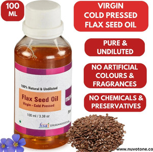 nuvotone cold pressed virgin edible gradefor cooking hair oil skin  face massage oil flaxseed oil 100 ml
