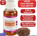Nuvotone Cold Pressed Virgin Edible Grade|For Cooking, Hair Oil, Skin & Face Massage Oil Flaxseed Oil (100 ml)